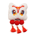 White Plush Lion Dance Duckbill Hair Clip Red Poms view 5