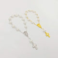 Pearl Rose Bead Decade Bracelet Madonna Cross Charm view 3