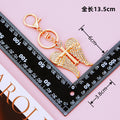 Crystal Cross and Angel Wing Keychain with Gold Tone Ring and Clasp view 3