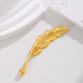 Gold Tone Feather Openwork Metal Brooch Pin for Jackets and Lapels view 5