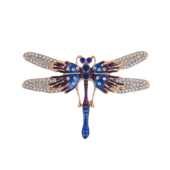 Dragonfly Crystal Metal Brooch Pin for Jackets and Lapels