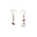 Gold Tone Pearl And Pink Chip Asymmetric Hook Earrings view 5