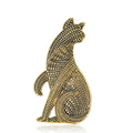 Gold Silver Tone Geometric Textured Sitting Cat Brooch view 5