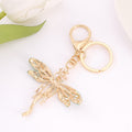 Teal Rhinestone Dragonfly Keychain Gold Lobster Clasp view 3