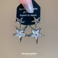 Silver Tone Double Star Crystal Drop Earrings Decorative Jewelry view 1