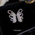Silver Tone Butterfly and Wing Crystal Ear Cuffs Fashion Jewelry view 4