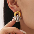 Octopus Ring Pearl Drop Stud Earrings Stainless Steel view 4