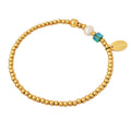 Gold Bead Bracelet Pearl Crystal Cube Good Luck Tag Charm view 5