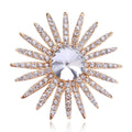 Radiant Sunburst Brooch With A Large Clear Center Stone Surrounded By Long Crystal Rays view 1