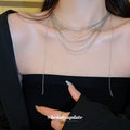 Silver Multi-Strand Layered Chain Necklace Single Style view 1