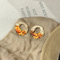 Tortoise And Beige Open Disc Drop Earrings Statement Jewelry Design view 6
