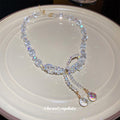 Clear Crystal Bow Necklace And White Pearl Drop Fringe Styles view 4