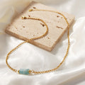 Gold Chain Necklace With Cylindrical Natural Stone Bead view 4