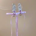 Rhinestone Ribbon Bow Duckbill Hair Clips Purple Pink view 6