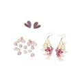Butterfly Flower Crystal Heart Earring Three Pair Set view 5