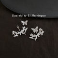 Silver Tone Clear Stone Butterfly Cluster Jacket Stud Earrings view 1