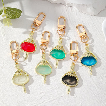 Gold Tone Resin Girl Silhouette Clip Keychains in Six Colors
