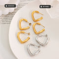 Irregular Geometric Twisted C-Hoop Stud Earrings Gold Steel view 2