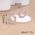 Silver Channel Set Square Clear CZ Mini Huggie Hoop Earrings view 4