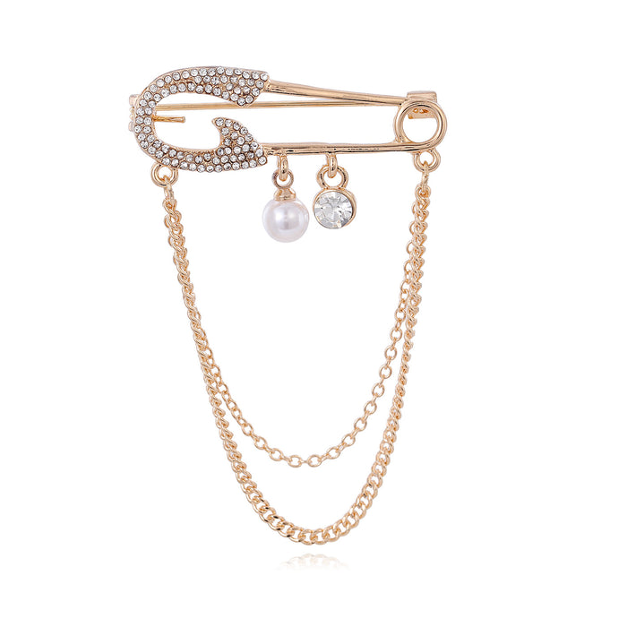 Gold Tone Flower Crystal Pearl Look Two Designs Metal Brooch Pin