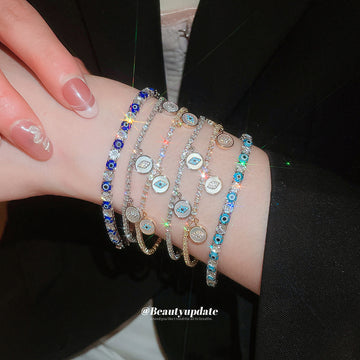 Evil Eye Crystal Tennis Bracelets Seven Color Styles