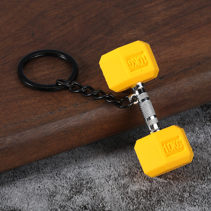 Fitness Barbell and Weight Plate Metal Keychain Gym Bag Charm