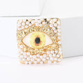 Square Pearl Border Eye Brooch in Four Iris Colors view 2
