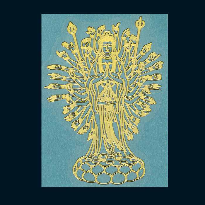 Gold-Tone Metal Buddhist Deity Figure Cutout Decoration