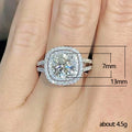 Silver Tone Cushion Square Double Halo Ring Jewelry view 4