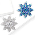 Crystal Snowflake Brooch in Blue or Clear Silver Tone view 2