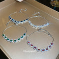 Oval Halo Crystal Slider Bracelet In Blue Clear Green Or Pink view 4