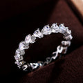 Silver Tone Heart Crystal Eternity Band Ring Sizes 6-10 view 1