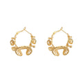Gold Filigree Lace Leaf Geometric Hoop Earrings Latch view 5