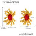 Gold Starburst Flower Ring And Stud Earrings Oval Zircon view 10
