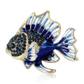 Colorful Enamel Tropical Fish Brooch in Blue and Purple view 2