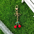 Gold Bow Cherry Resin Keychains Lobster Clasp Three Colors view 5
