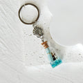 Blue Glass Message Bottle and Shell Split-Ring Keychain view 5