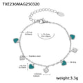 Gold Steel Heart Enamel Charm Necklace And Bracelet Set view 10