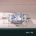 Silver Tone Princess Cut Clear Stone Halo Ring Statement Jewelry view 5