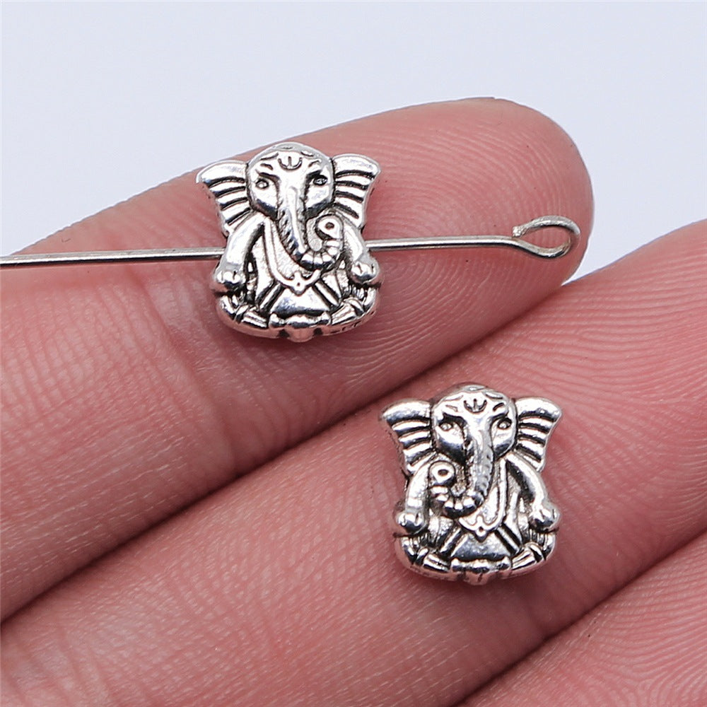 10x11mm 1.3g Antique Silver Zinc Alloy Ganesha Elephant Loose Metal Beads for DIY Jewelry Making
