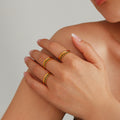 Gold Stainless Steel Green Zircon Dual Band Ring Sizes 6 To 8 view 3