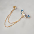 Red Enamel Rhinestone Dragonfly Brooch Pearl Chain Crystal Pin view 3