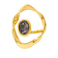 Irregular Open Frame Ring Dark Oval Czech Diamond Gold Silver view 5