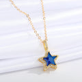 Gold Tone Double Star Crystal Pendant Necklaces in Five Colors view 1
