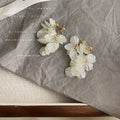 Gold White Shell Petal Flower Cluster Dual Wear Earrings view 4