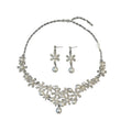 Silver Flower Pearl Necklace And Earring Jewelry Set view 5