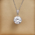Silver Tone Six Prong Round Crystal Pendant Necklace view 2