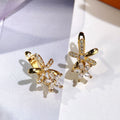 CZ Marquise Flower Leaf Huggie Hoop Earrings Alloy view 4