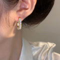 Rhinestone Square Huggie Earrings Fashion Jewelry Set view 4