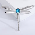 Polished Dragonfly Brooch with Gem Center and Chain Tail view 3